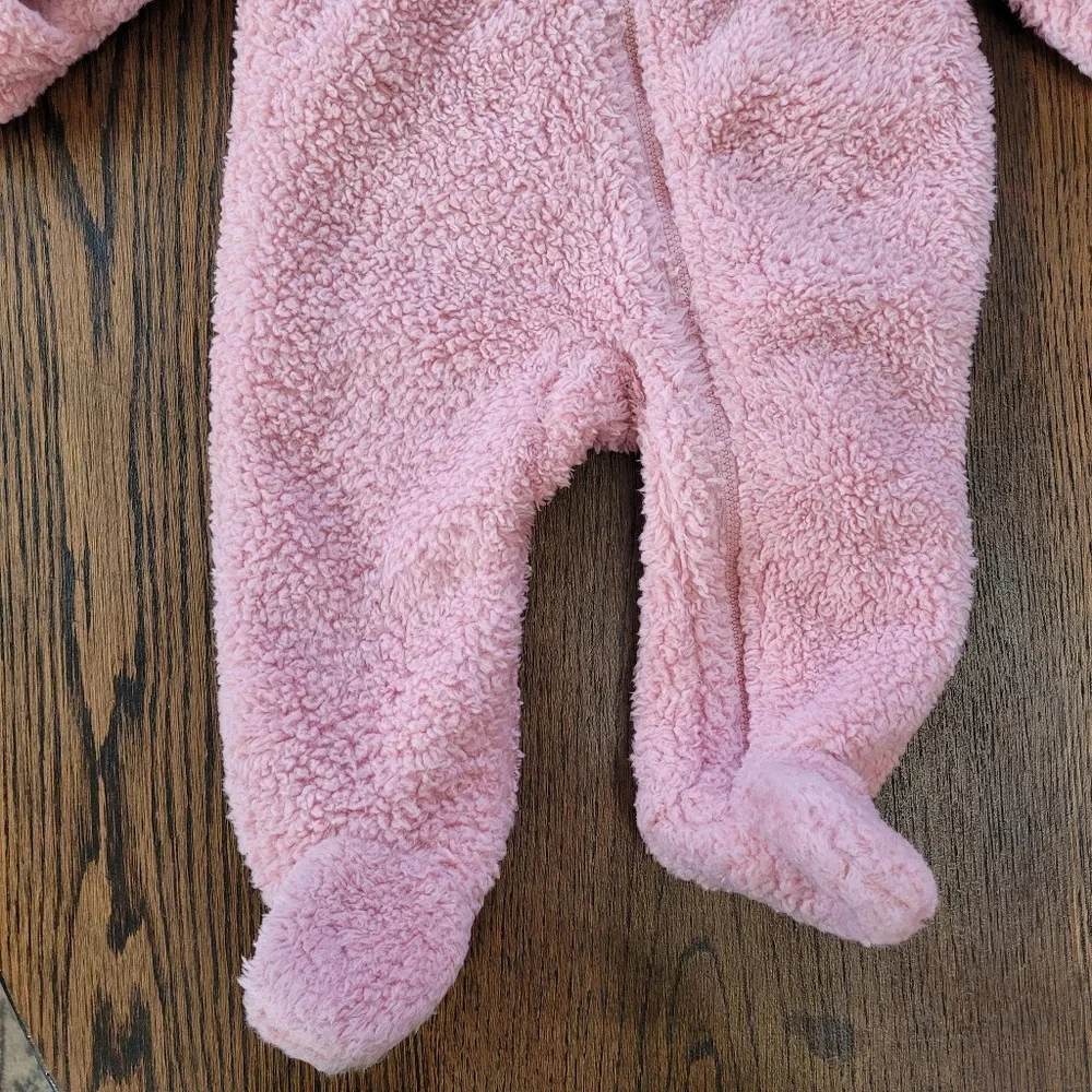 Carter's Pink Baby Bear Hooded Sherpa Bunting Pram Size 6 Months Winter Cover